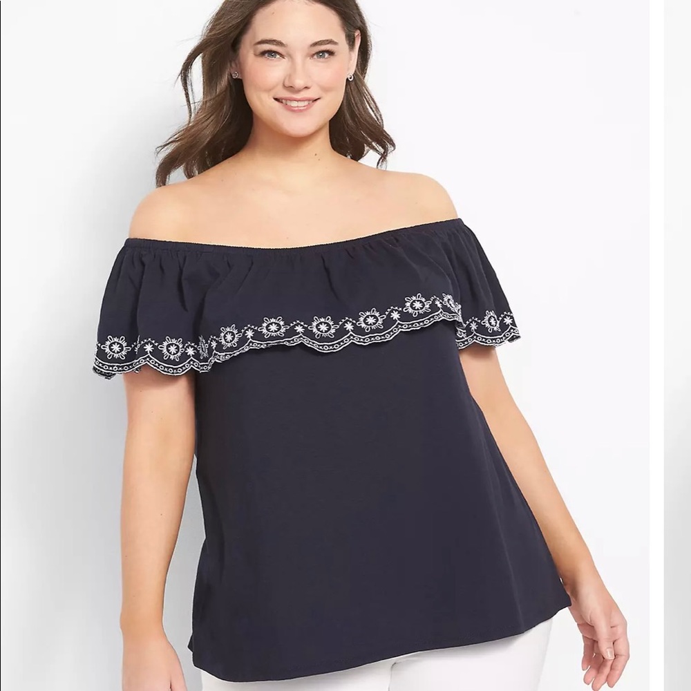 Lane Bryant Navy Off-Shoulder Top